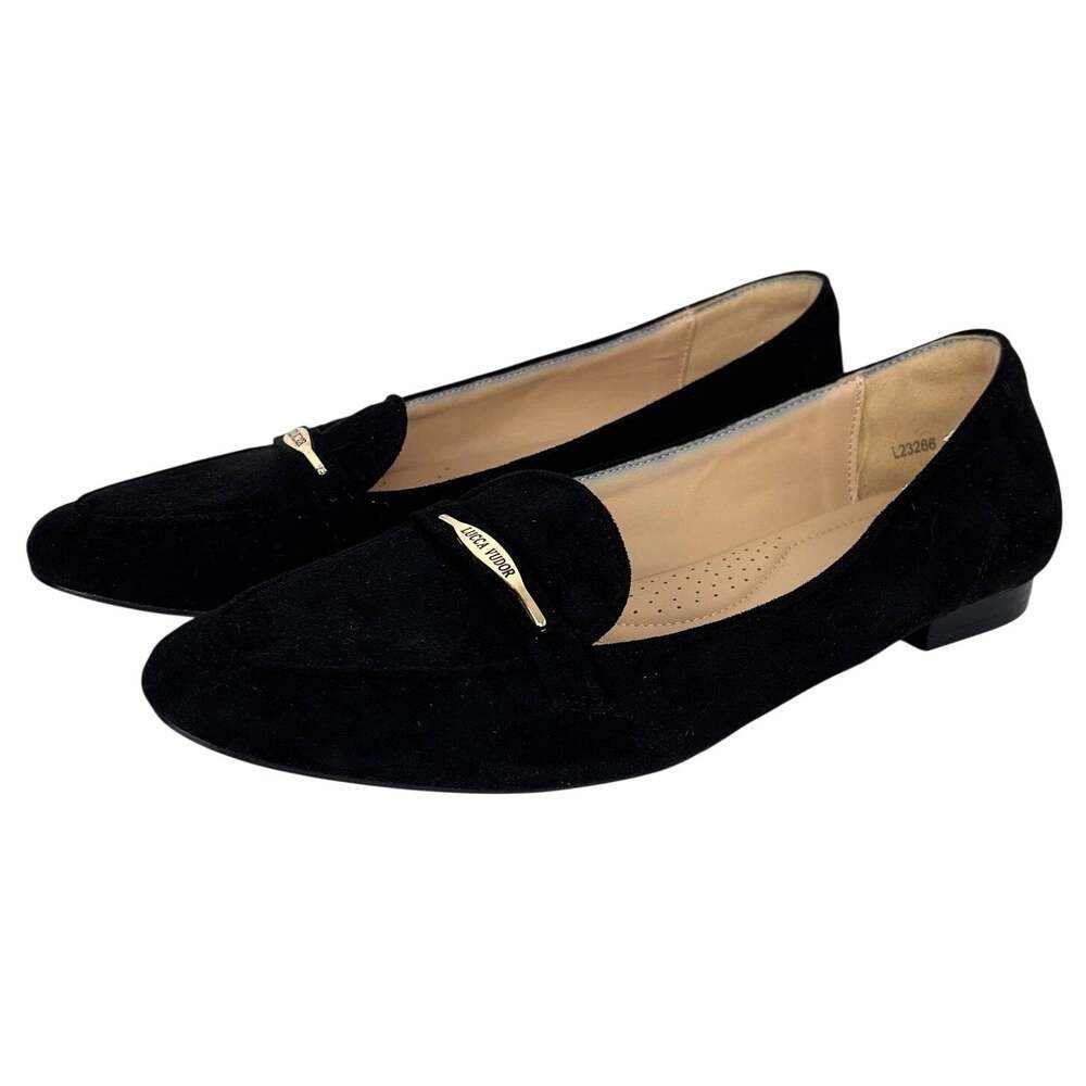 Lucca Vudor Black Pointed Flats Black Suede 8